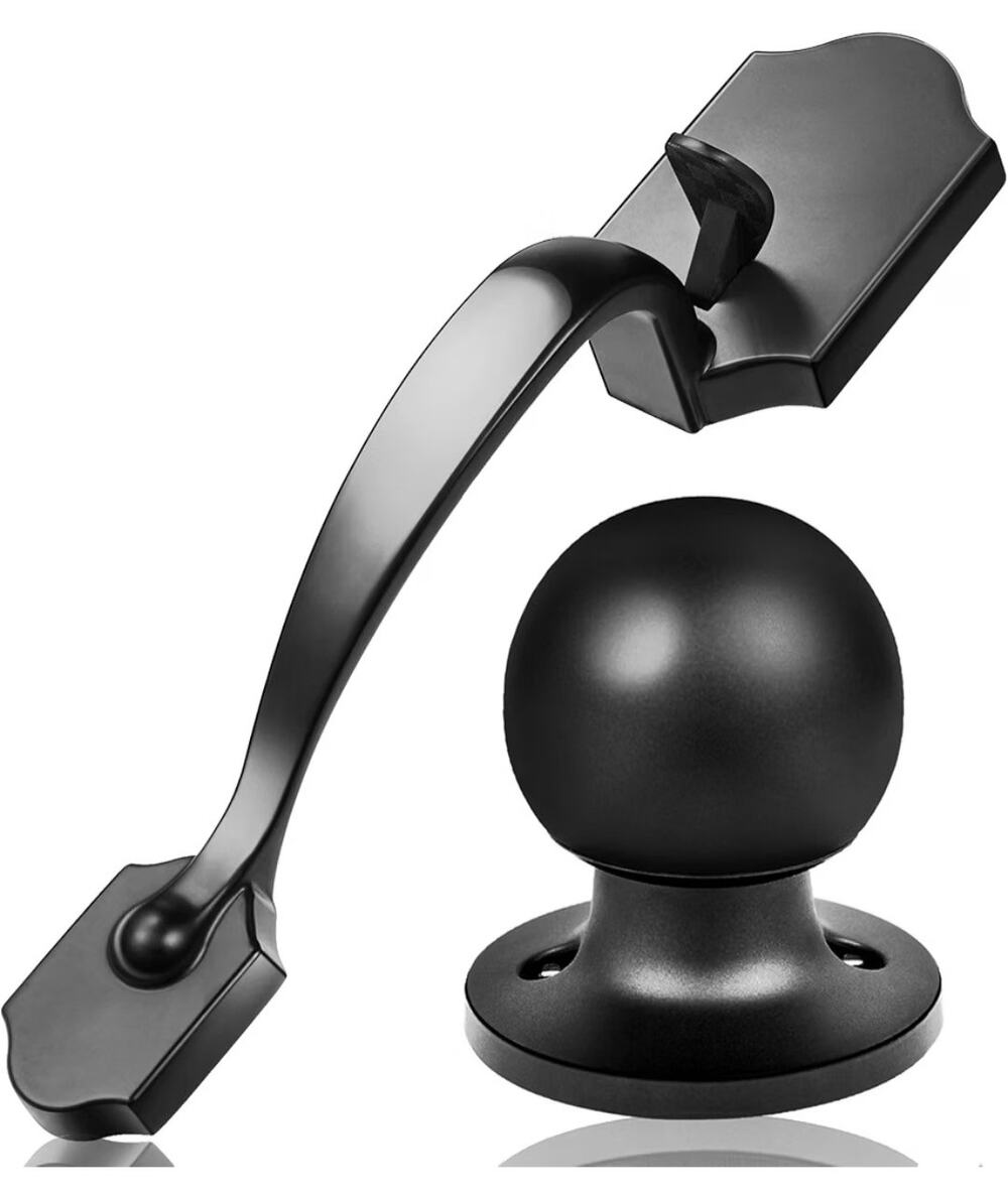 EleMake Front Door Handle No Lock Matte Black Exterior Entry Lever Adjustable